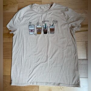 Cream Muscle Tee with Graphic Design